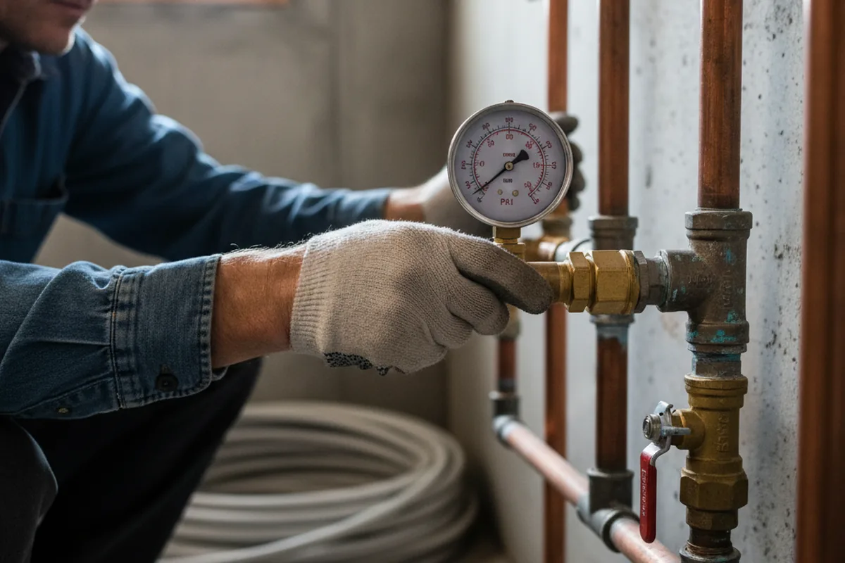 Pressure testing a repaired line during Water Line Repair in Hoagland